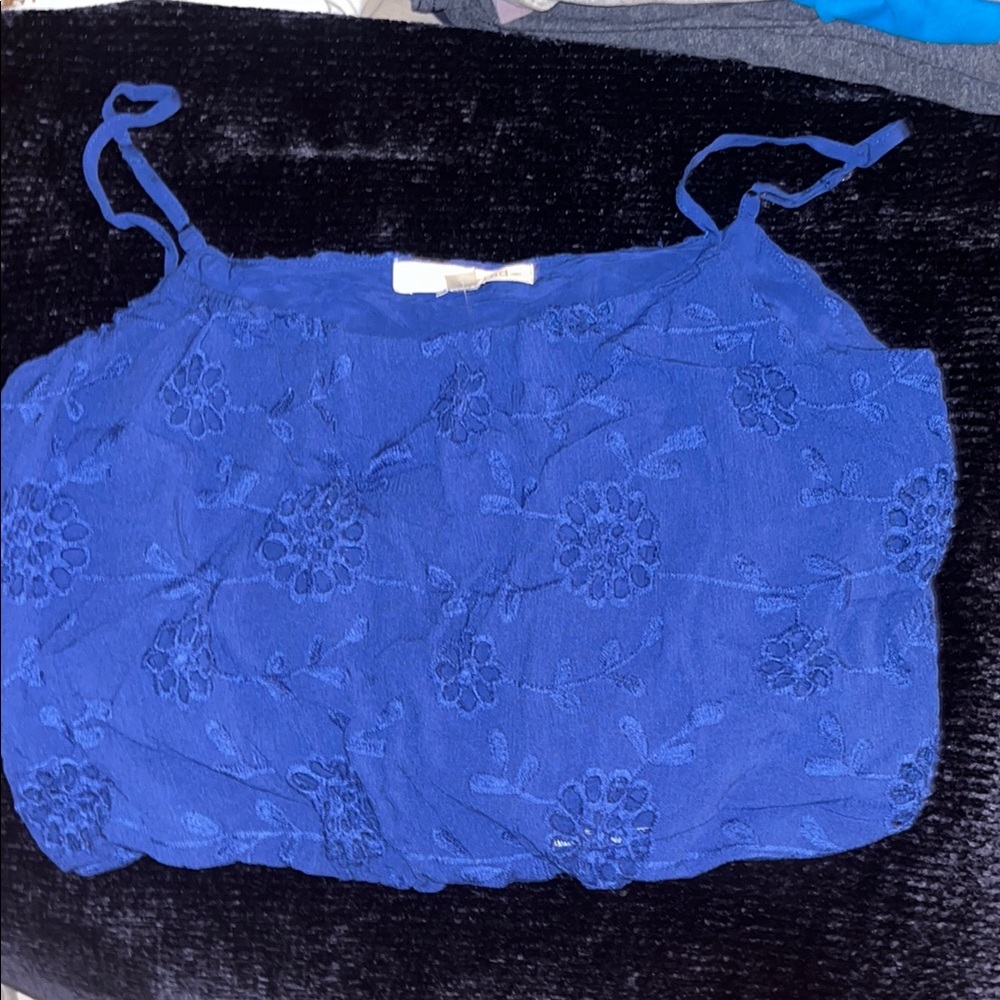 Blue Floral Lace Women's Top
